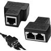 Lustrens 2 splitter RJ45, connettore Ethernet, 1 ingresso e 2 uscite femmina, compatibili con cavi Cat5, Cat5e, Cat6 e Cat7