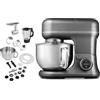MEDION Robot da cucina con tritacarne, frullatore 3 in 1, Titanio | Ciotola in acciaio inox, 1.200 W, grattugia, affetta, display touch digitale, impastatrice, macchina per impasti, MD18430