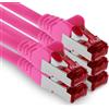 1aTTack.de 5m CAT6 Cavo di rete LAN RJ45 1000 Mbit, 5 pezzi - magenta | S-FTP, cavo patch Ethernet, cavo LAN, per router, switch, modem, DSL, Internet, Wi-Fi e patch panel