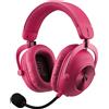 LOGITECH Cuffie gaming, Logitech G PRO X3 LIGHTSPEED, Bluetooth, con jack da 3,5 mm, autonomia di 70 ore, colore rosa