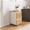DEGHI Cassettiera 40x64h cm rovere miu e bianco wasco con 3 cassetti e ruote - Larah