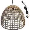 Lumisky AMADEO - Lampada a sospensione per esterni, cavo in giacinto d'acqua naturale, stile bohémien, lunghezza del cavo 5 m
