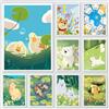 Potdemiel Quadro Diamantato con Animali Felici in Prato Fiorito: Anatre, Cani, Gatti - Decorazione Murale per Cameretta Bambini e Casa