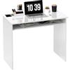 HOMCOM Scrivania per computer compatta, elegante e sobria, con ripiano 1, in truciolato, dim. 90l x 50P x 74H cm, laccato bianco
