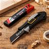 NONE Taglierino Professionale in Alluminio con Lama Nera SK2 da 18mm, Spessore 0.6mm, Impugnatura in Gomma, Coltello Affilato + Set di 10 Lame, Strumento Robusto per Fai-da-Te