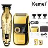 Kemei Tagliacapelli elettrico ricaricabile Kemei, trimmer professionale da barbiere per uomo, rasoio senza fili KM-2293 KM-2028, kit oro