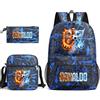 Bandai Set di zaini scolastici con stampa Cr7 Ronaldo 67 con borsa a tracolla e astuccio per adolescenti e bambini, zaino leggero per tutti i giorni