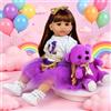 NONE Bambola Reborn da 22 Pollici, Bambola Realistica con Abito Viola per il Primo Compleanno, Bambola Reborn Artigianale in Vinile Morbido, Regalo Ideale per Bambini e Collezionisti