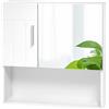 EUGAD Armadietto da bagno bianco con specchio, 5 scomparti, 2 divisori regolabili, 54x15x55 cm, armadietto a parete, decorazione per la casa