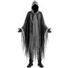 TK Gruppe Timo Klingler Costume di Halloween per adulti - Tunica nera per costume da monaco, da mietitore, tunica medievale con cappuccio