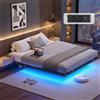 VASAGLE, struttura letto 160 x 200 cm, effetto sospeso, illuminazione LED