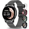 Maoo Ventura Orologio Smartwatch Donna con Chiamate Bluetooth e 5 Cinturini, Display AMOLED Rotondo, Smart Watch Donna Compatibile iPhone Android, Fitness Tracker, Contapassi, SpO2, IP67, Nero