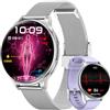 FOSMET Smartwatch Donna ECG/HRV/BMI, Pressione Sanguigna, 1.32" AMOLED, Argento | 24/7 Frequenza Cardiaca, SpO2, Sonno, Fisiologia Feminile, Micro-Check Chiamate, 130+ Sport, Orologio Piccolo, Regalo per Lei