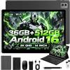 DOFACESH 2K Android 16 Tablet 14 Pollici, 36GB RAM, 512GB ROM (2TB Espandibile), 4G SIM Lte & 5G WiFi, 2000 * 1200FHD, 11580mAh, Octa-Core, 13MP+8MP, Tablet in offerta con tastiera|Custodia-Nero