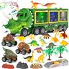 Aoskie 23 Pcs Dinosauri Giocattolo, Dinosauri per Bambini con Luci e Suoni | Giochi Bambino 3 Anni, 12 Figurine Dinosauro, Camion con Macchinine Dentro, Gioco Dinosauri, Triceratopo