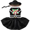 Bulyoou Costume da Mariachi messicano per cane da compagnia messicana, vestito messicano e sombrero, per chihuahua, gatto, festa dell'indipendenza del Messico, festa a tema Día De Los Muertos (S