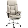 HOMCOM Sedia Ufficio Ergonomica con Poggiapiedi, Portata180kg Grigio Chiaro | Seduta Ampia, Sedia Scrivania Imbottita Girevole Reclinabile in Pelle PU, Schienale Alto, Braccioli e Altezza Regolabili