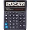 DONAU Calcolatrice da tavolo DONAU TECH / 12 cifre, funzione radice quadrata / 203x158x31 mm / Colore: nero / Display a 12 cifre / Doppia alimentazione (solare e a batteria) / Design compatto