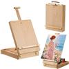VEVOR Cassetta Cavalletto da Tavolo per Pittura Portatile in Legno Faggio, con Scatola e Maniglia in Pelle, per Disegnare, Struttura Solida, per Tele Max 530 mm, Angolo Regolabile e Vano Portaoggetti