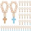 OLYCRAFT 36pz Rosario in Legno Perline con Ciondolo A Croce Rosari Cattolico Mini Rosari Classici Rosario con Perline di Legno per Bomboniere Uomini e Donne Battesimo Prima Comunione Cresima 84mm