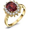 JewelryPalace Kate Middleton Anello Halo Donna Argento 925 Con Pietre Preziose Colorate, Princess Diana William Anelli Dorati in Oro Con Pietra Ovale, Fedina Zirconi Oro Rosa Set Gioielli