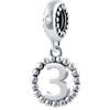 CHAWIN Number Bracciale Charms, 925 Sterling Silver Pendenti/Beads Fit Pandora Charm Bracciali, Necklace, European Snake Chain,16/18/21/25/30/40/50/60 Dangling Charm per il compleanno, anniversario