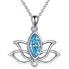 YFN Collana con ciondolo a forma di loto con pietra portafortuna in argento Sterling, gioiello per la festa della mamma, regalo di compleanno per