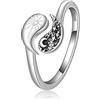 CHIC & ARTSY Anello aperto da donna, in argento Sterling 925, con simbolo e tema, include Yin Yang, luna, bussola, teschio, nodo celtico e oceano, gioielli nautici gotici bohémien
