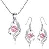 Kamise Kämise, set di gioielli da donna in argento Sterling 925, orecchini a forma di cuore e collana da donna, ipoallergenici, orecchini pendenti, collane con ciondolo, colore: rosa, cod. LCTZ013c