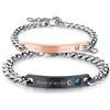 JewelryWe Set regalo con catenina a maglia barbazzale con incisione, in acciaio inox, per innamorati, uomo e donna