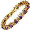 Rizilia BLOSSOM Placcato Oro Colorato Portafortuna Bracciale Tennis Donna | 14K Placcato Oro Giallo Bracciali Multicolore, 6mm Zirconia Cubica Rotonda, 16,5/18/19 cm, Ipoallergenico, Confezione Regalo