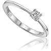 MIORE Anello Donna Solitario con Diamante di Laboratorio 0,16 ct, Oro 14KT | Anello di fidanzamento da donna in Oro Bianco o Giallo 14KT, con diamante di laboratorio da 0,16 ct su quattro griffe.