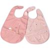 Chicco Set Bavaglini Pappa Impermeabili In Silicone Con Tasca Raccogli Briciole 6m+ Rosa 2 Pezzi