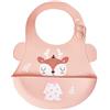 Aziamor Bavaglino In Silicone Con Tasca Raccogli Briciole Chiusura Regolabile Rosa