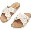 JOMIX Mules Donna con Suola in Legno e Fiore Ciabatte da Mare Aperte Sandali Donna Estivi Comodi per Spiaggia e Vacanza