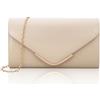 Larcenciel Pochette Donna Nuda, Borsa Tracolla Donna da Sera a Busta in Pelle Vegana Alla Moda con Catena, Elegante Borsa a Spalla Donna