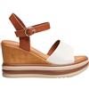 BATA Sandali da donna con zeppa estiva comodi e alla moda | Zeppa effetto legno, platform rigato, fascia maxi, cinturino regolabile, fibbia alla caviglia