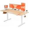 ErGear Scrivania Regolabile in Altezza da Ufficio, 140x70cm, Naturale | Regolazione 72-118cm, 4 Memorie, 80kg, <50dB, Telaio Acciaio, 2 Ganci, Passacavi, Piano Assemblato.