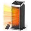 QEXREED Stufetta Elettrica Basso Consumo, 2000W PTC Stufette Elettriche | 90° Oscillazione, Silenziosa, Telecomando & Timer 24H, Termostato ECO, Antincendio, Display LED, Portatile Termoventilatore