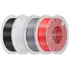 Creality Hyper PLA RFID Filamento 1,75 mm | Stampa fino a 600 mm/s, set 4 kg (nero, bianco, grigio e rosso), 1 kg per bobina, compatibile con K2 Plus Combo e CFS