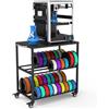 Raweao 3D Stampante Filamento Scaffale Rack, Robusto Metallo Filament Portabobine con Ruote, Rulli Scaffale per PLA/ABS/TPU Conservazione in Casa Ufficio Officina (Nero)
