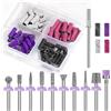 Depvko 10 Punta Fresa Cuticole con 40 piccoli Cilindri Abrasivi e punta a Mandrino | Grit 120/180/240, Diamantate Strumento per la rimozione gel dell'acrilico per manicure e pedicure, preparazione delle unghie