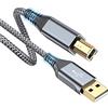 sweguard Cavo Stampante USB 2.0 [5M] Cavo USB Tipo A Maschio a Tipo B Maschio Nylon | Compatibile con Stampante HP, Canon, Lexmark, Dell, Xerox, Samsung Brother, Panasonic, Scanner, Fax