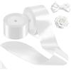 Xnegau 2 Rotoli di Nastro di Raso Bianco 5cm x 22m Nastri per Confezioni Regalo | Nastri per Matrimonio, Compleanno, Natale, Battesimo, Artigianato, DIY, Fiocchi, Decorazione, Bouquet, Bomboniere, Capelli