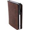 ClickSafe 976305 - Portafoglio sottile per carte di credito, in pelle marrone, porta carte di credito, in alluminio argentato, 6 schede, con scomparto per banconote e carte di credito, RFID, 9,5 x 6,5