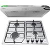 IsEasy Cappa Sottopensile 60cm + Piano Cottura Domino 4 Fuochi 59cm, Set Acciaio Inox, 250m³/h,3 liv., Ricircolo, 60dB,A++,7200W, Gas Nat/Propano/Butano, Protezione Termoelemento, Accensione Impulsiva