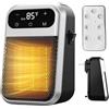 KQWVZ Termoventilatore Da Presa, 800w Stufetta Da PRESA, Termoventilatore Elettrico A Presas Con Termostato 15°-32°C,Timer2、4、6h, Telecomando, 2 Livelli Di Potenza, Per Uffici, Salotti, Bagni