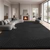 Sour Lemon Tappeto Moderno per Soggiorno a Pelo Corto, Nero, 200x300 | Tappeto Lavabile a Pelo Corto con Design a Cerchi, Tappeto Antiscivolo per Camera da Letto, Sala da Pranzo, Cucina e Ufficio