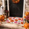 Nerien Zerbino decorativo con zucca di Halloween, 50 x 80 cm, in flanella | Zerbino lavabile, morbido, accogliente, decorazione autunnale, per ingresso, corridoio, soggiorno, decorazione per porta