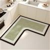 Syibelterr Tappeto forma L Tappetino cucina Tappeto angolare antiscivolo Assorbente | Tappetini bordi cuciti resistenti impermeabili supporto in gomma lavello della cucina, lavanderia(004 Green,80*80cm)